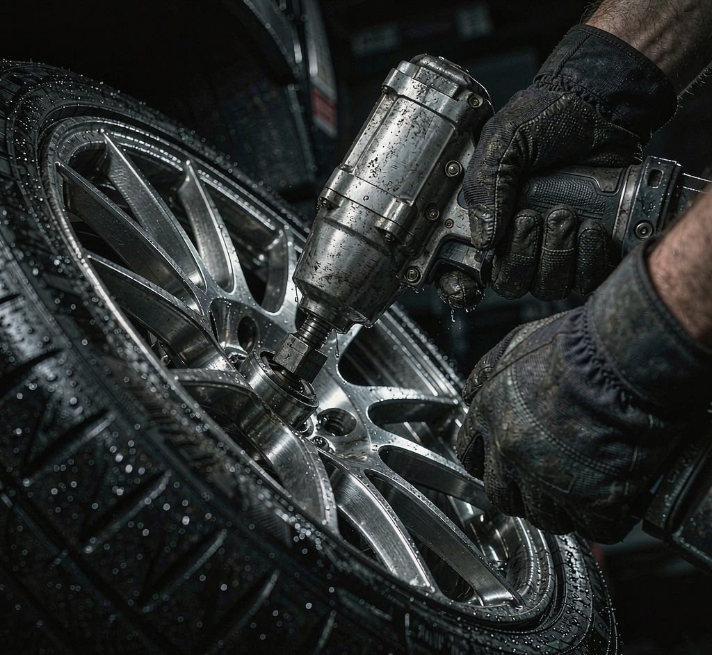 Wheel change in the pits